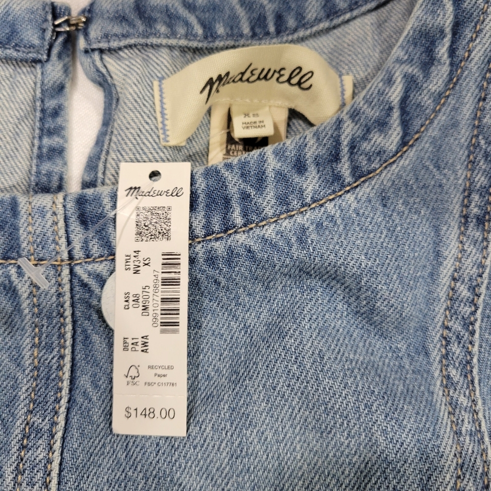 Madewell Circle Mini Dress Airy Denim NV344 Size XS NWT - Picture 8 of 9